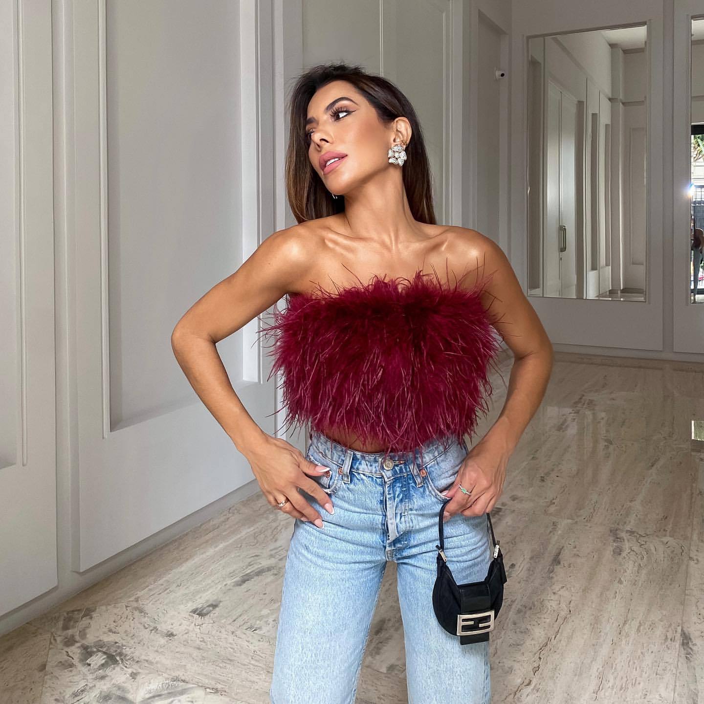 Fashion Fluffy Fluffy Tube Top All-match European And American Cross-border Tops