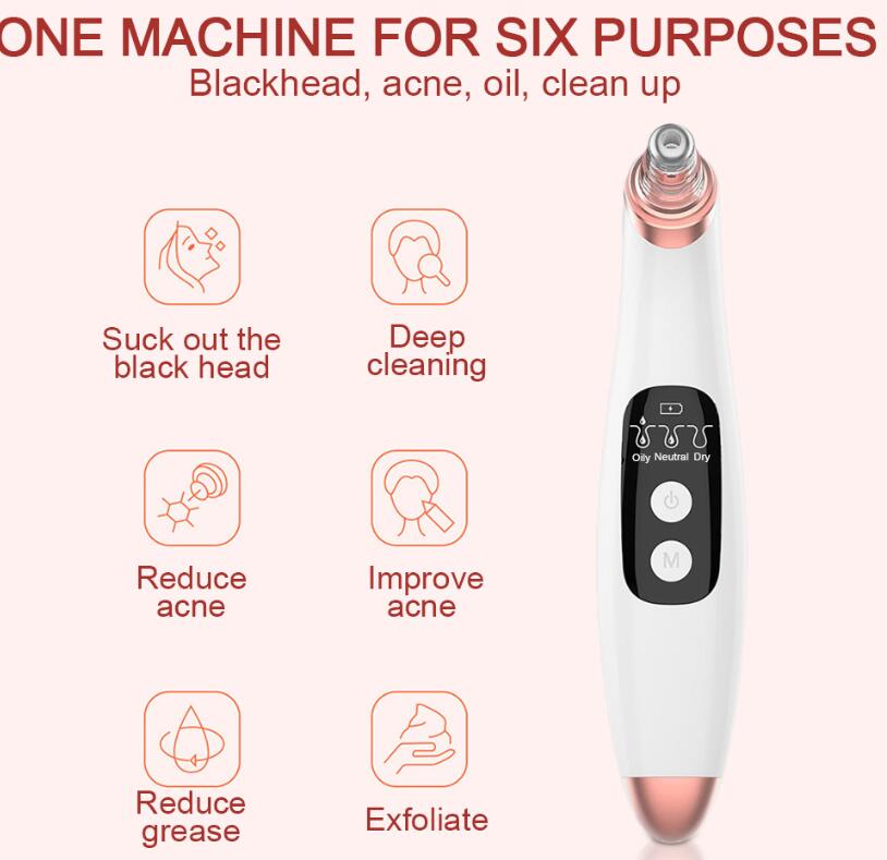 USB Electri Vacuum Suction Blackhead Remover  LED Display Visual Pore Pimple Deep