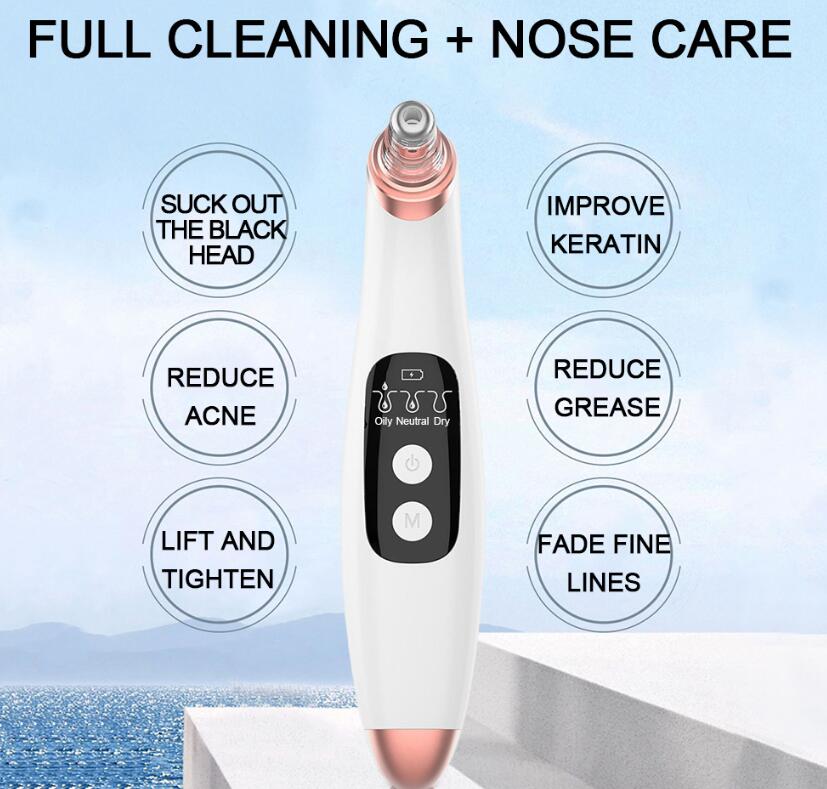 USB Electri Vacuum Suction Blackhead Remover  LED Display Visual Pore Pimple Deep