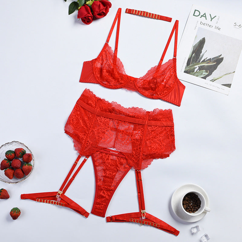 European And American Women's New Lace Back Shaping Underwear Five Piece Set