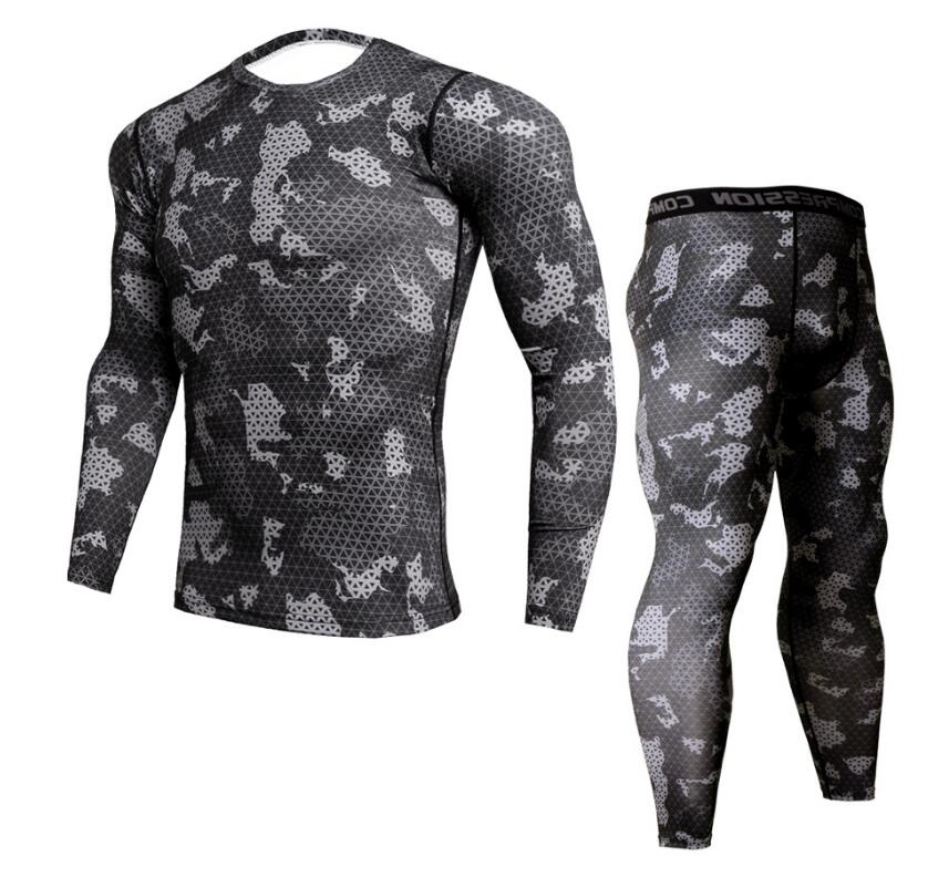 Mens Camouflage Pants & T Shirt Sets Fashion Crossfit T-shirt