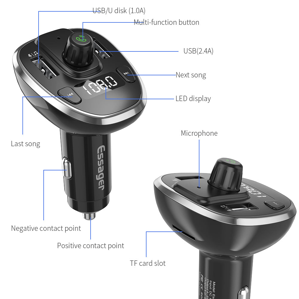 Multifunctional Dual USB Bluetooth Car Charger