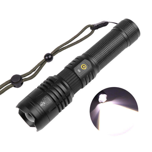 Super Bright Flashlight Zoomable USB Rechargeable Electric Torch 5 Modes Torch Outdoor Fishing Waterproof