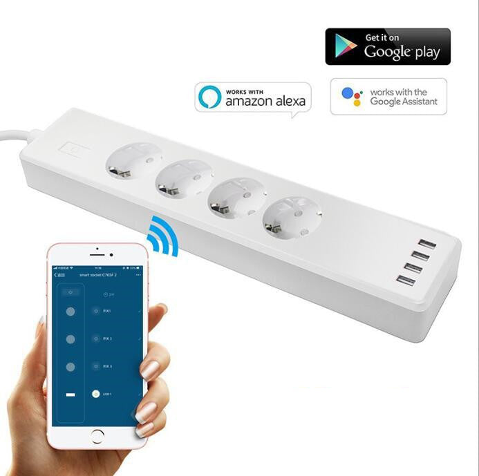 Smart Power Strip  Remote APP Sub-control European Smart Wiring Board Supports Alexa Voice