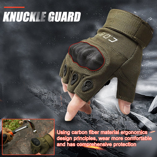 Gym Fitness Riding Half Finger Rubber Knuckle Protective Gear Male Tactical Gloves