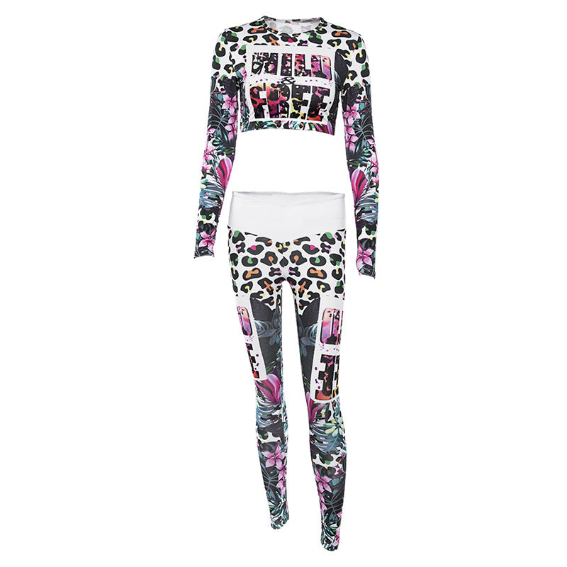 Digital printed long sleeve sports suit