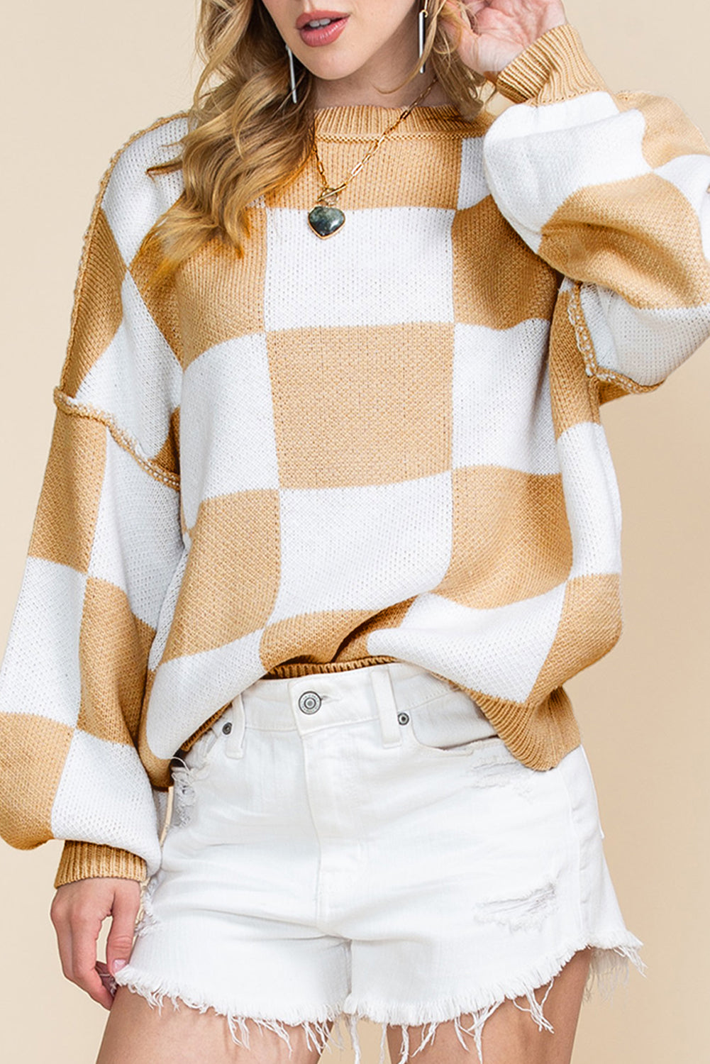 Pink Checked Sweater