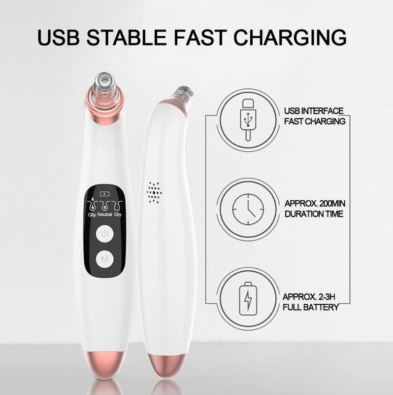 USB Electri Vacuum Suction Blackhead Remover  LED Display Visual Pore Pimple Deep