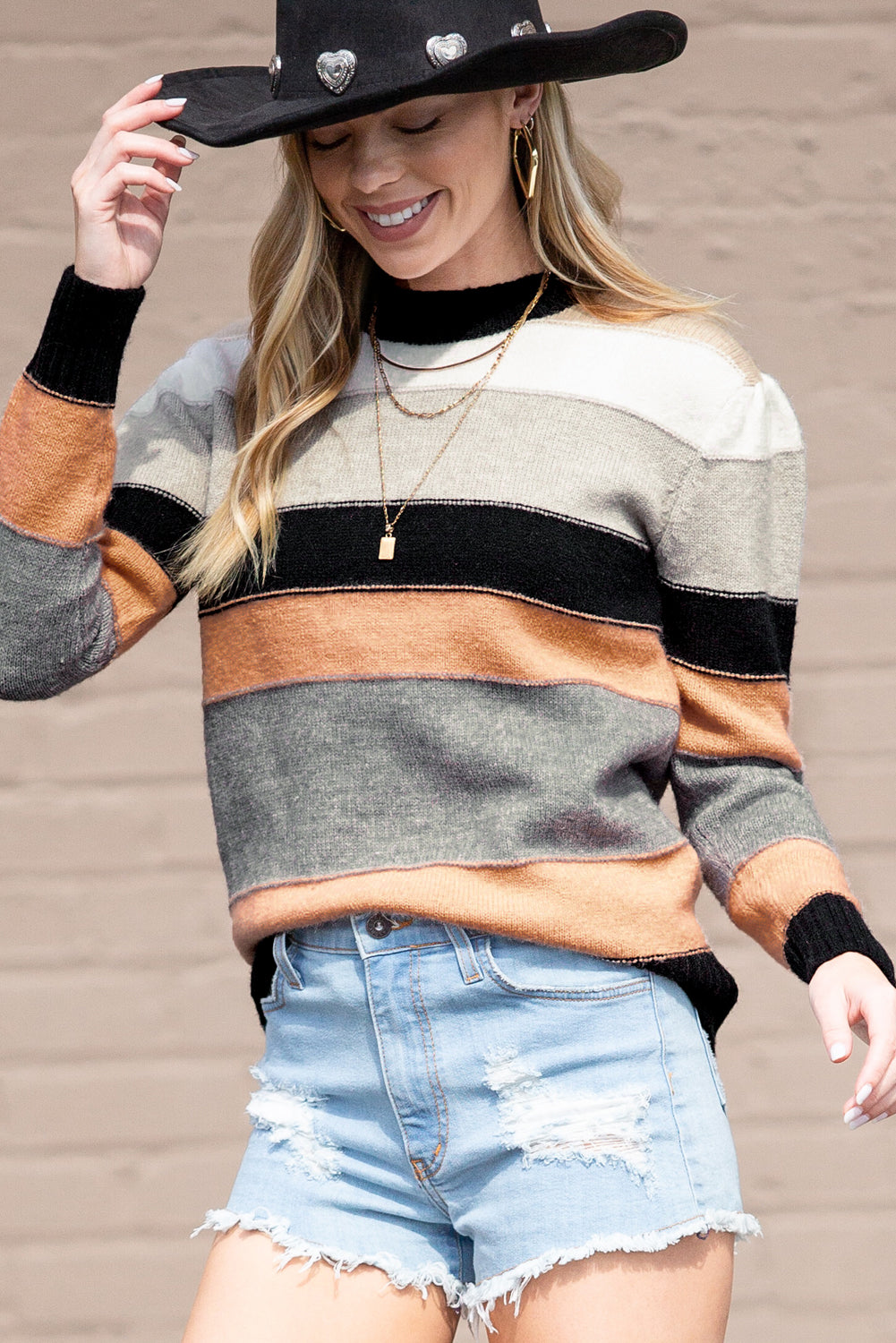 Gray Striped Sweater