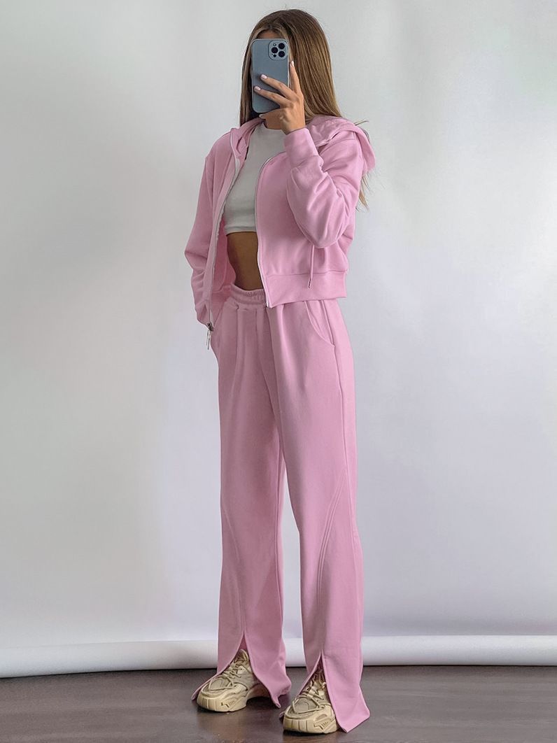 Women's Fashion Elastic High Waist Straight Sweatshirt And Sweatpants Suit