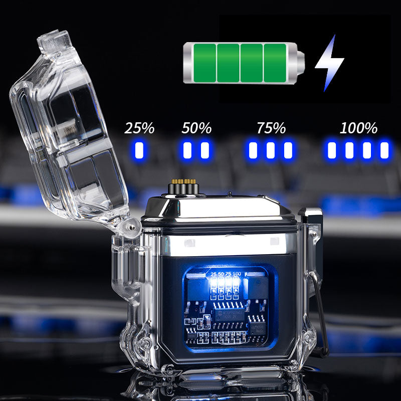 USB Lighter Windproof Double ArcLighter Cigarette Lighter Transparent Shell Waterproof Electronic Pulse Lighters