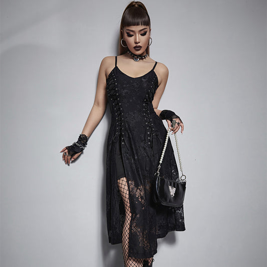 High Slit Lace Suspender Dress