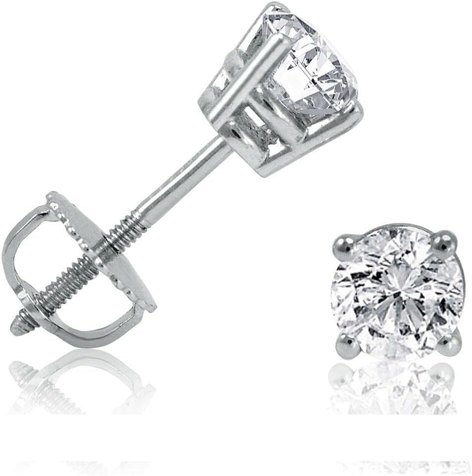 Original McPearl Solitaire Diamond Stud Earrings 0.5 Carat Top Quality from Germany, White Gold, Diamond